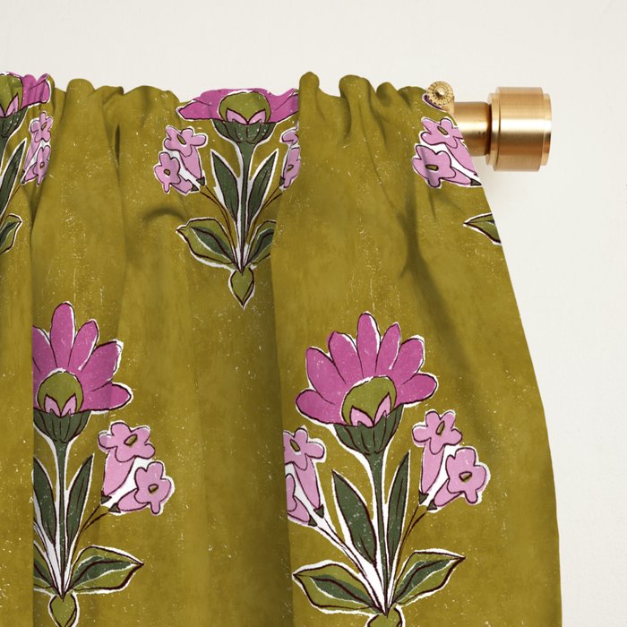 Block pink floral  Window Curtain Gallery Image 2