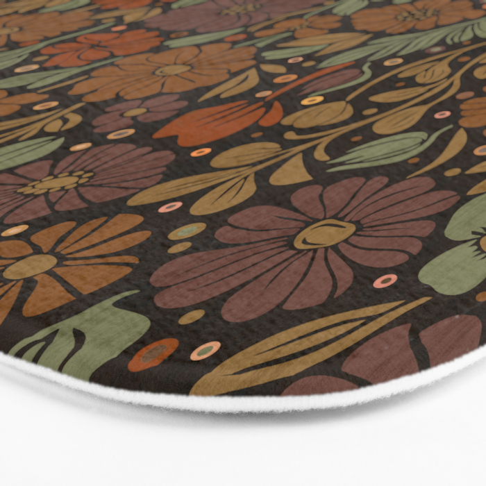 Eternal Summer Block Print Countryside Vibes Flower Garden Marigold Bath Mat Gallery Image 3