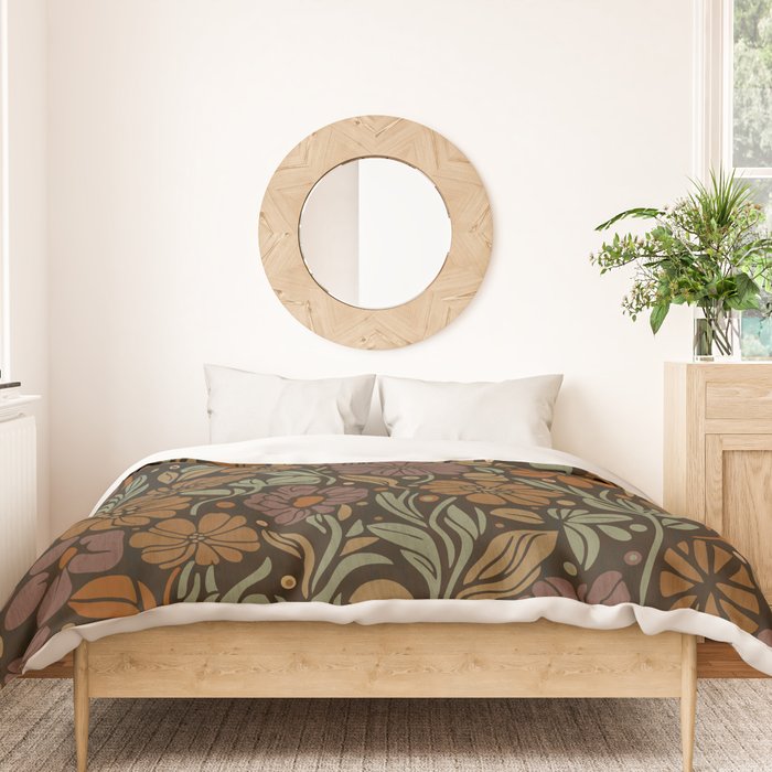 Eternal Summer Block Print Countryside Vibes Flower Garden Marigold Duvet Cover Gallery Image 3