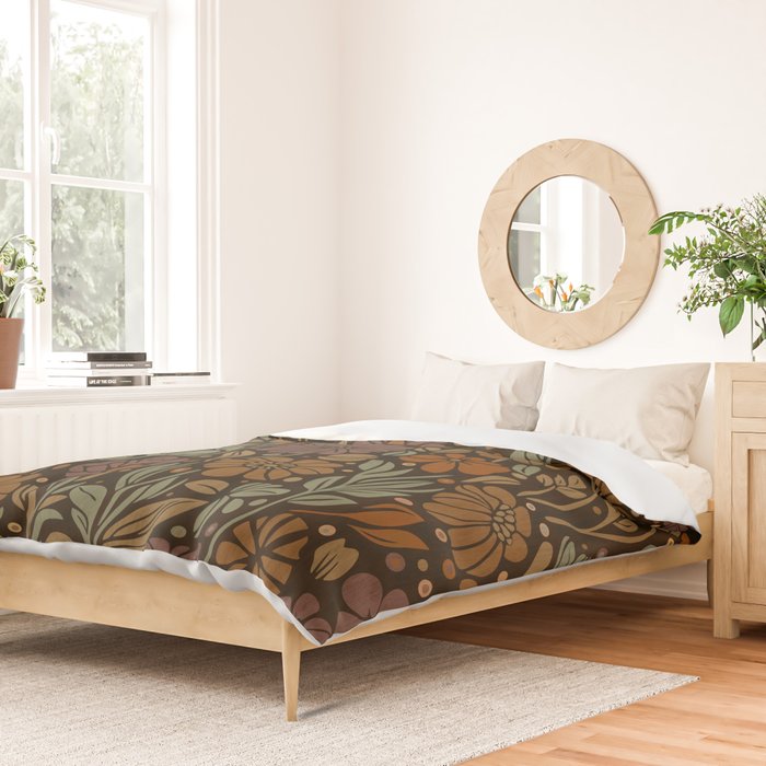 Eternal Summer Block Print Countryside Vibes Flower Garden Marigold Duvet Cover Gallery Image 2