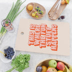 This is Where the Fun Stuff Happens typography print in peach and red Cutting Board Gallery Image 2