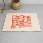 This is Where the Fun Stuff Happens typography print in peach and red Rug Gallery Image 1
