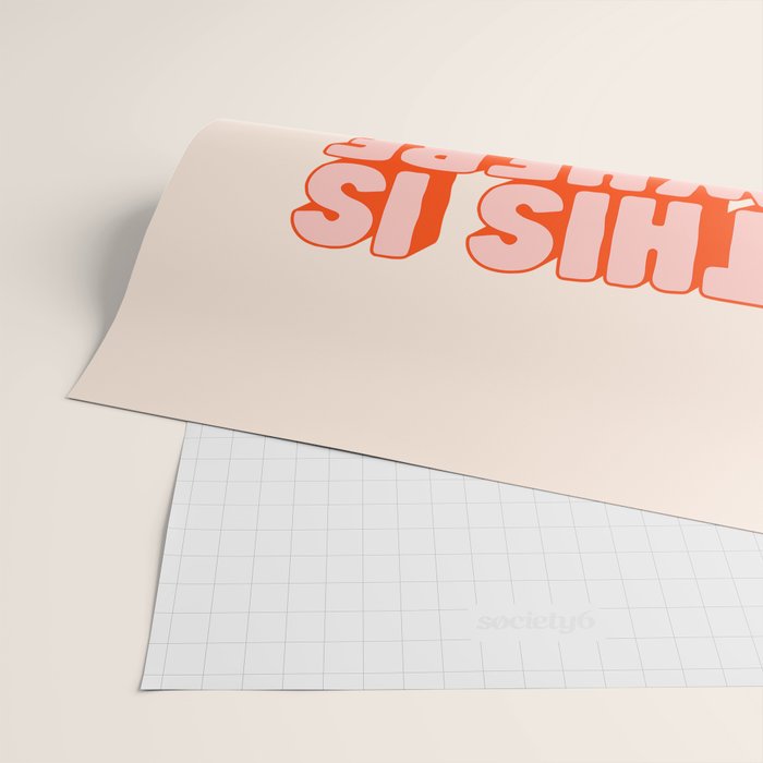 This is Where the Fun Stuff Happens typography print in peach and red Wrapping Paper Gallery Image 2