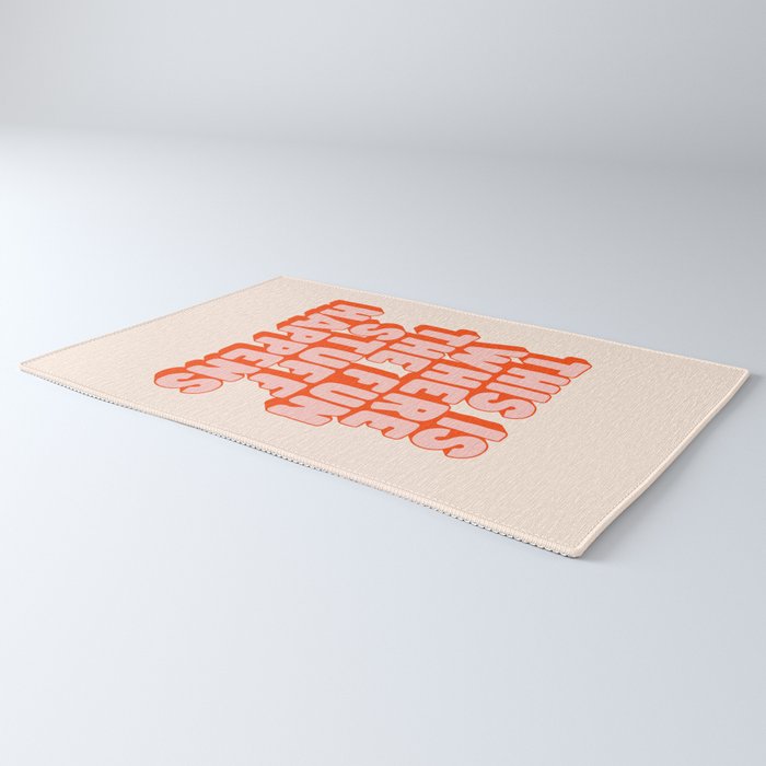 This is Where the Fun Stuff Happens typography print in peach and red Rug Gallery Image 3