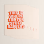 This is Where the Fun Stuff Happens typography print in peach and red Wrapping Paper Gallery Image 3