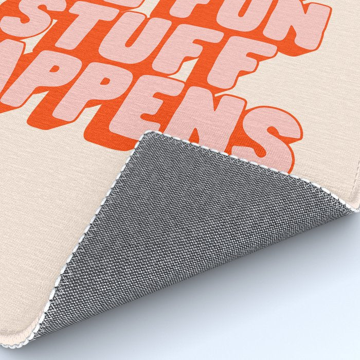 This is Where the Fun Stuff Happens typography print in peach and red Rug Gallery Image 4