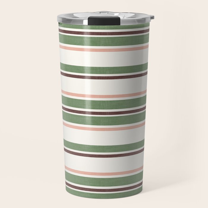 Daybed Stripe Ivory Green Multi Travel Mug Gallery Image 1