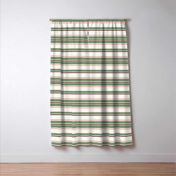 Daybed Stripe Ivory Green Multi Window Curtain Gallery Image 3