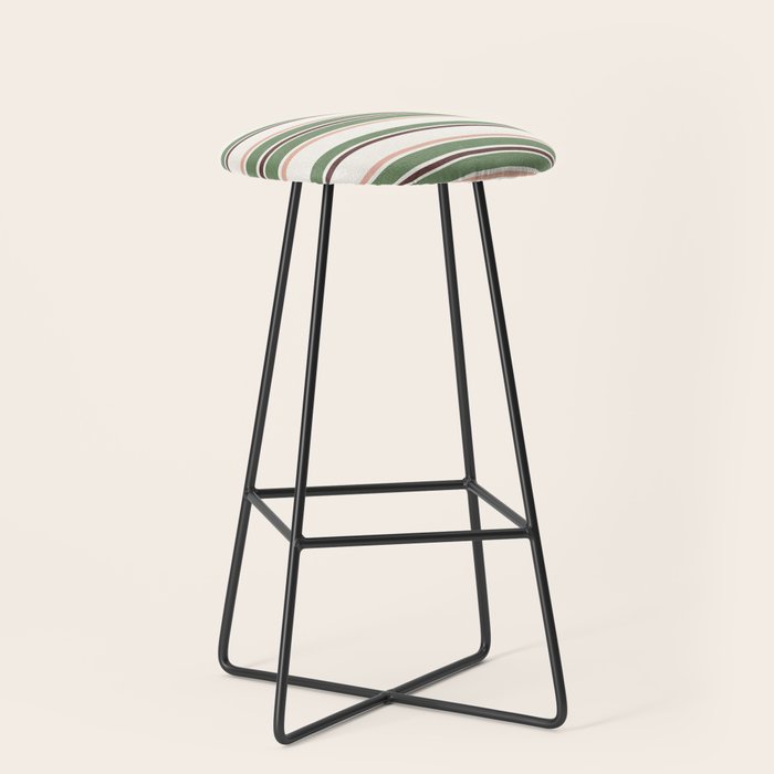 Daybed Stripe Ivory Green Multi Stool