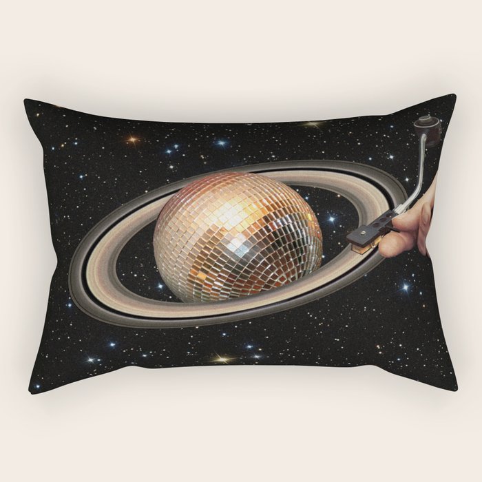 Galactic DJ II - Saturn Disco Ball Rectangular Pillow Gallery Image 1
