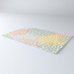 Festive, Abstract, Floral Prints, Coral, Green, Yellow Rug Gallery Image 3
