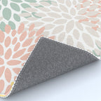 Festive, Abstract, Floral Prints, Coral, Green, Yellow Rug Gallery Image 4