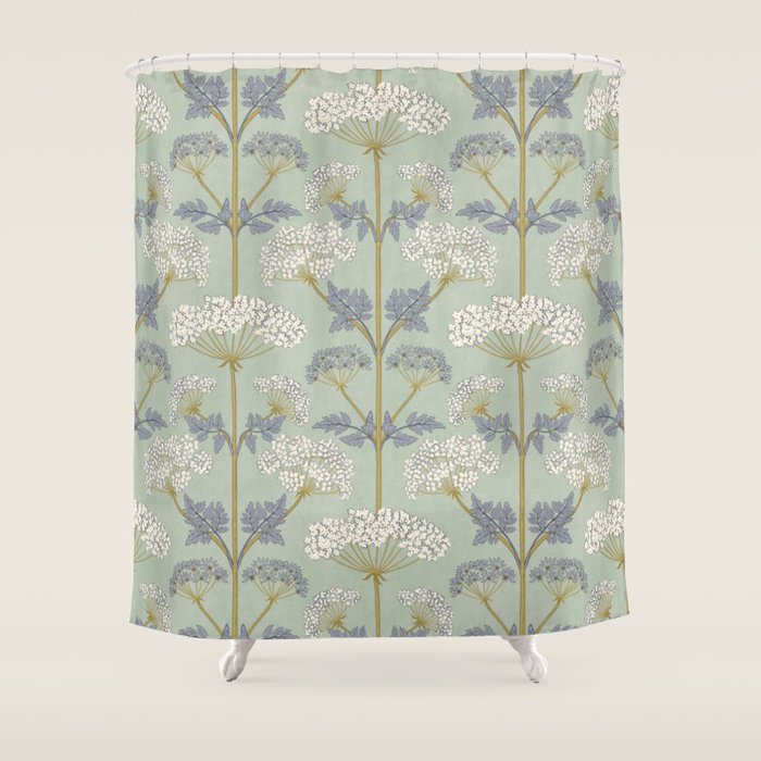 Vintage Sage Floral Shower Curtain Gallery Image 1
