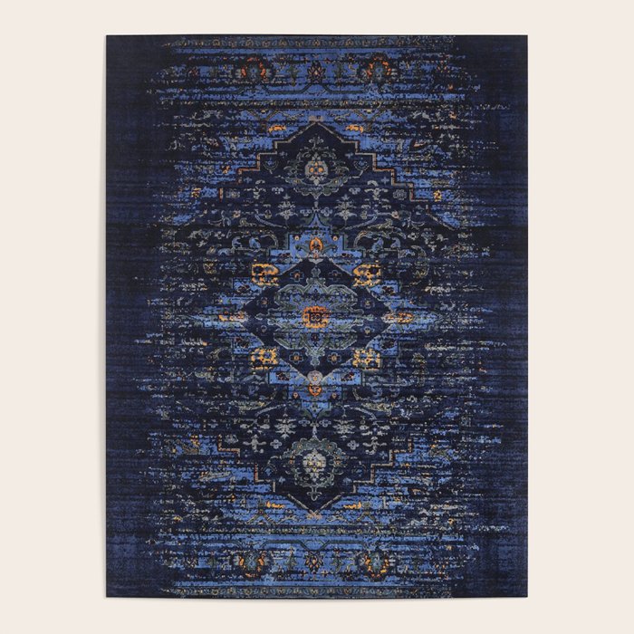 Dark Vintage Traditional Oriental Rug Poster Gallery Image 1