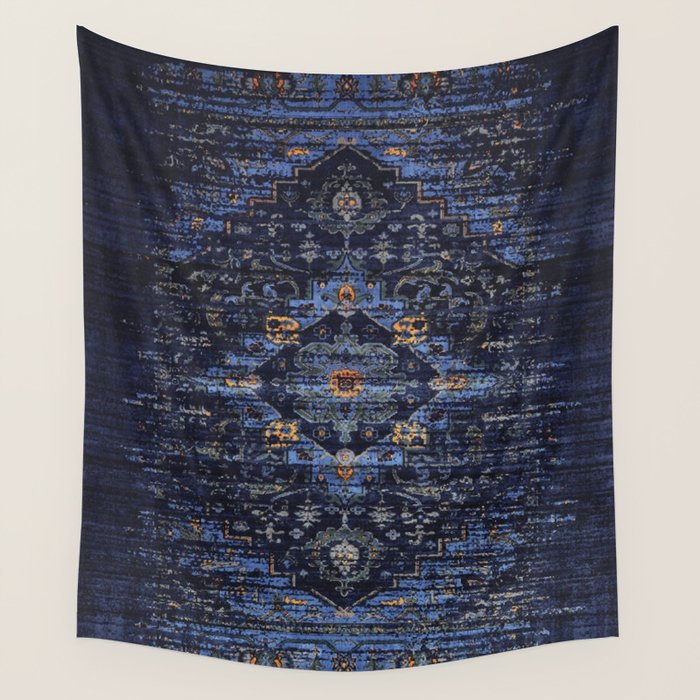 Dark Vintage Traditional Oriental Rug Wall Tapestry Gallery Image 4