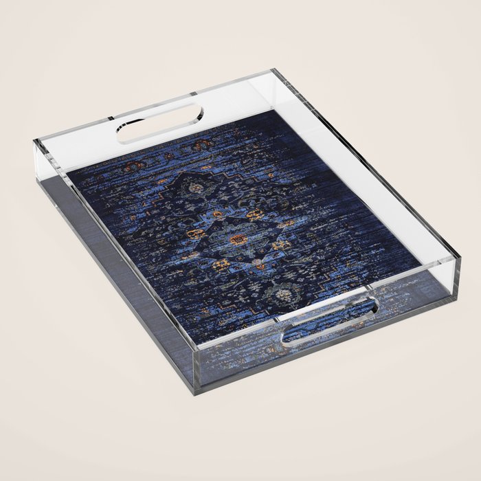 Dark Vintage Traditional Oriental Rug Acrylic Tray Gallery Image 1