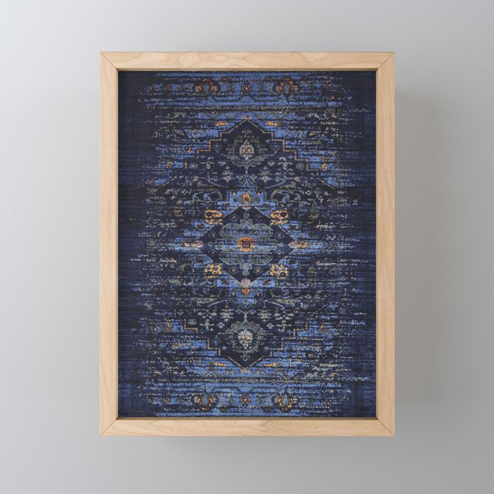 Dark Vintage Traditional Oriental Rug Mini Art Print Gallery Image 1