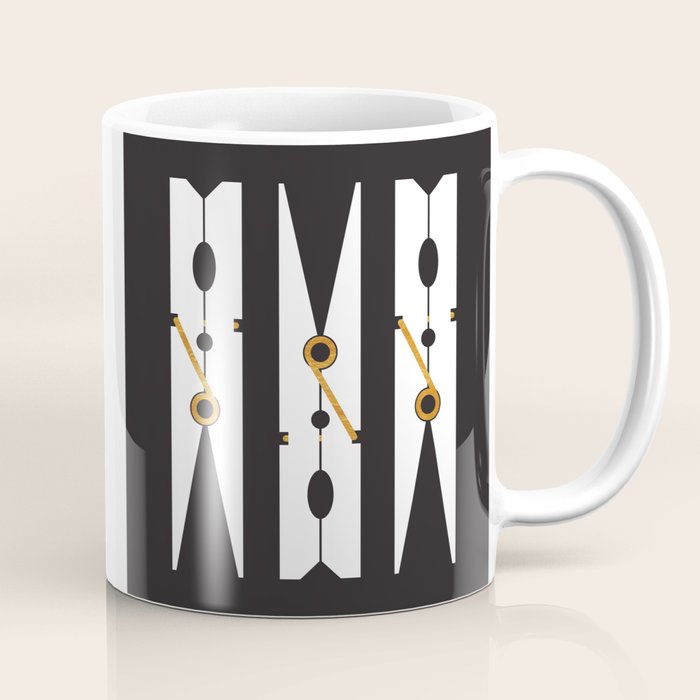 Laundry Clothespins - Gold, Black and White Coffee Mug Gallery Image 1