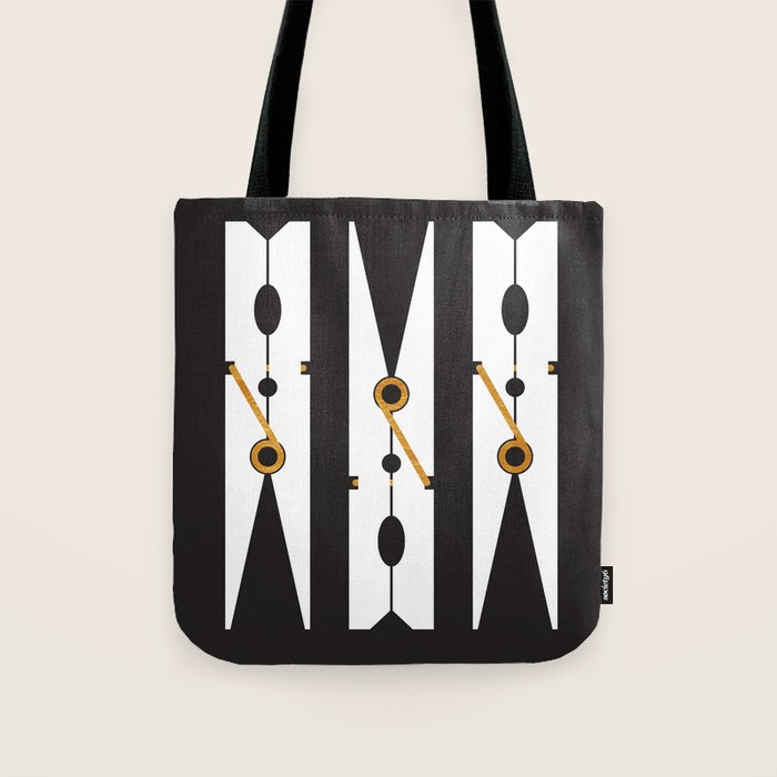 Laundry Clothespins - Gold, Black and White Tote Bag Gallery Image 1
