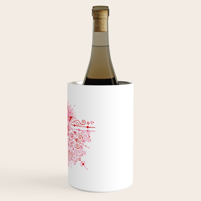 Lotus Blossom Mandala - Red & Pink Palette Wine Chiller Gallery Image 3