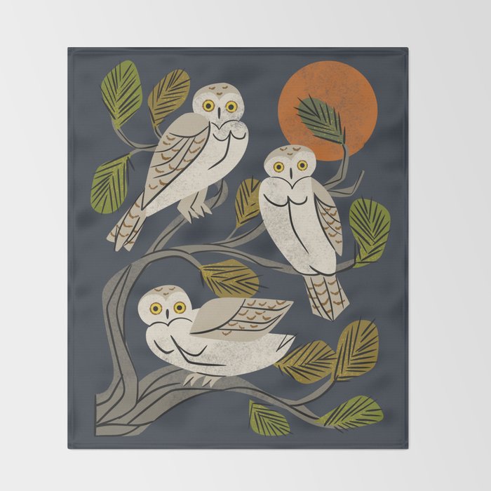 Midnight Owl Tree Throw Blanket Gallery Image 2