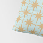Mid Century Modern Starbursts - Atomic Age Pattern in Muted Gold and Pale Ice Blue Pillow Sham Gallery Image 4
