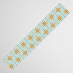 Mid Century Modern Starbursts - Atomic Age Pattern in Muted Gold and Pale Ice Blue Table Runner Gallery Image 3