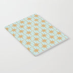 Mid Century Modern Starbursts - Atomic Age Pattern in Muted Gold and Pale Ice Blue Notebook Gallery Image 2