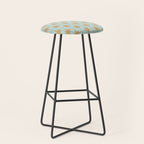 Mid Century Modern Starbursts - Atomic Age Pattern in Muted Gold and Pale Ice Blue Stool Gallery Image 1
