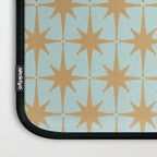 Mid Century Modern Starbursts - Atomic Age Pattern in Muted Gold and Pale Ice Blue Laptop Sleeve Gallery Image 3