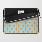 Mid Century Modern Starbursts - Atomic Age Pattern in Muted Gold and Pale Ice Blue Laptop Sleeve Gallery Image 2