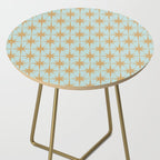 Mid Century Modern Starbursts - Atomic Age Pattern in Muted Gold and Pale Ice Blue Side Table Gallery Image 2