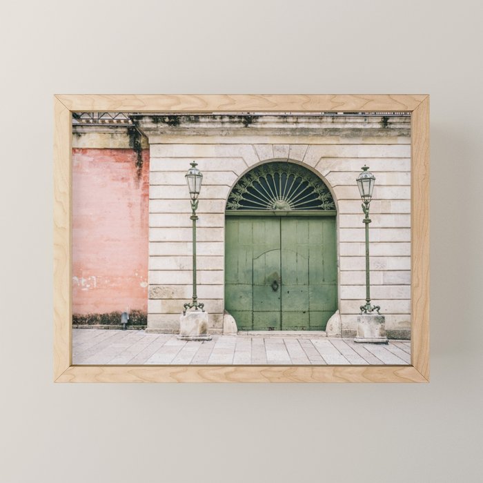Old wooden green doors in Italy | Wanderlust travel photography art Mini Art Print Gallery Image 1
