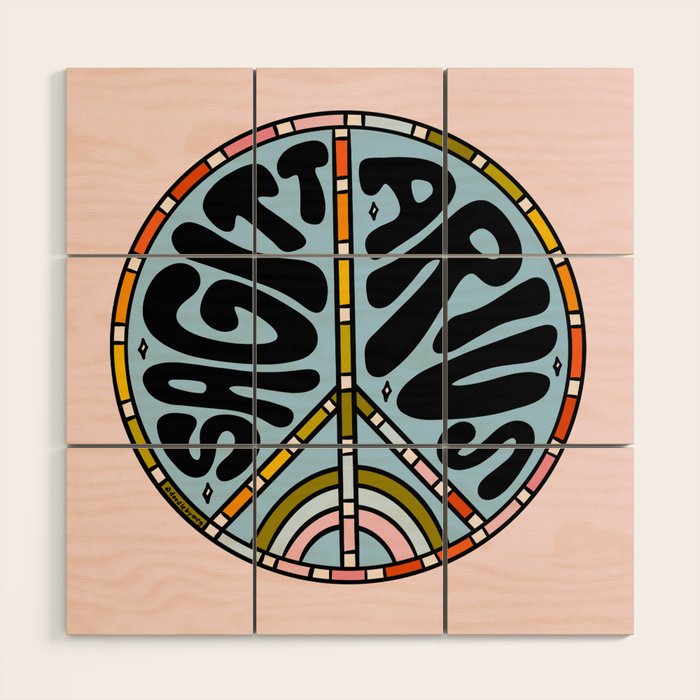 Sagittarius Peace Sign Wood Wall Art Gallery Image 1
