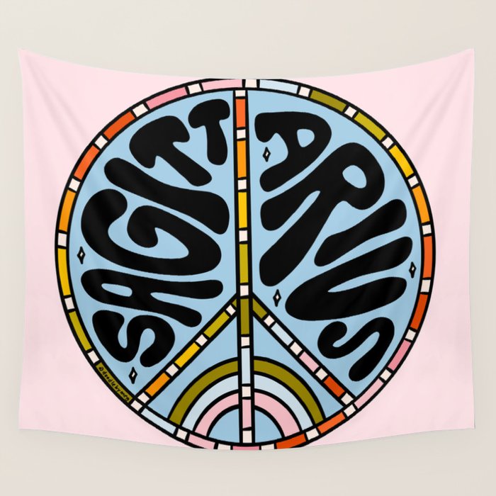 Sagittarius Peace Sign Wall Tapestry Gallery Image 4