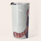 Cute Red Panda and Coffee / French Press and Botanicals Art Print, Green, Orange, Navy  Travel Mug Gallery Image 3