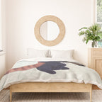 Cute Red Panda and Coffee / French Press and Botanicals Art Print, Green, Orange, Navy  Duvet Cover Gallery Image 3