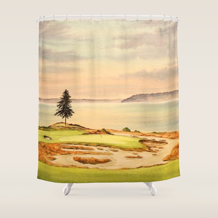 Chambers Bay Golf Course 15th Hole Shower Curtain Gallery Image 1