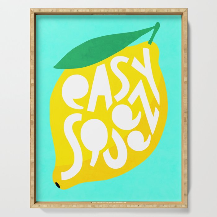 Big Fruit Lemon 'Easy Squeezy' Typographic pun  Serving Tray Gallery Image 1