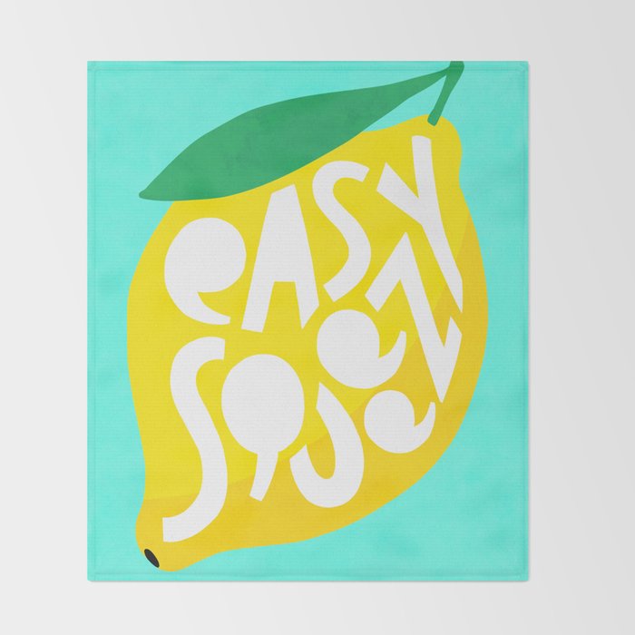 Big Fruit Lemon 'Easy Squeezy' Typographic pun  Throw Blanket Gallery Image 2
