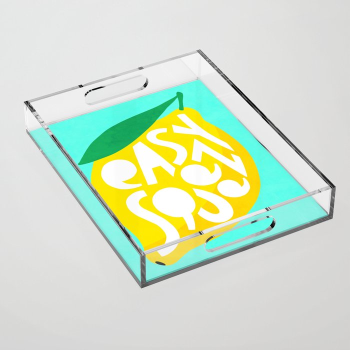 Big Fruit Lemon 'Easy Squeezy' Typographic pun  Acrylic Tray Gallery Image 1