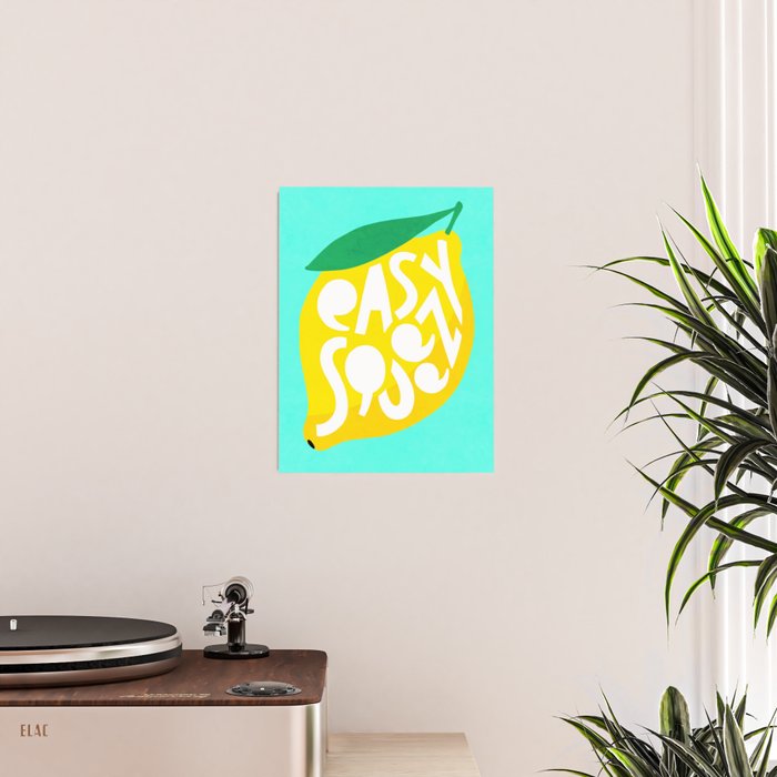 Big Fruit Lemon 'Easy Squeezy' Typographic pun  Poster Gallery Image 2