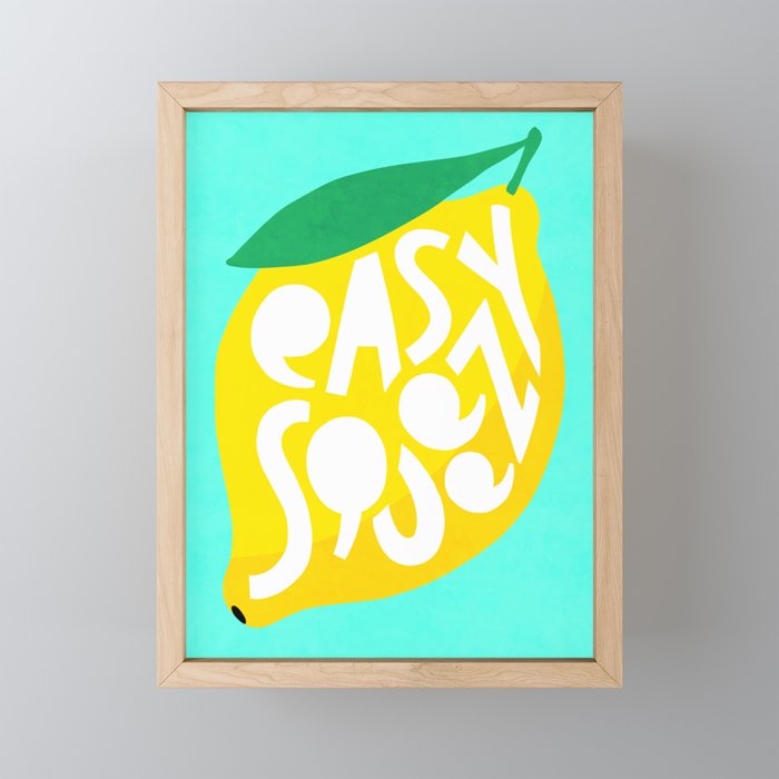 Big Fruit Lemon 'Easy Squeezy' Typographic pun  Mini Art Print Gallery Image 1