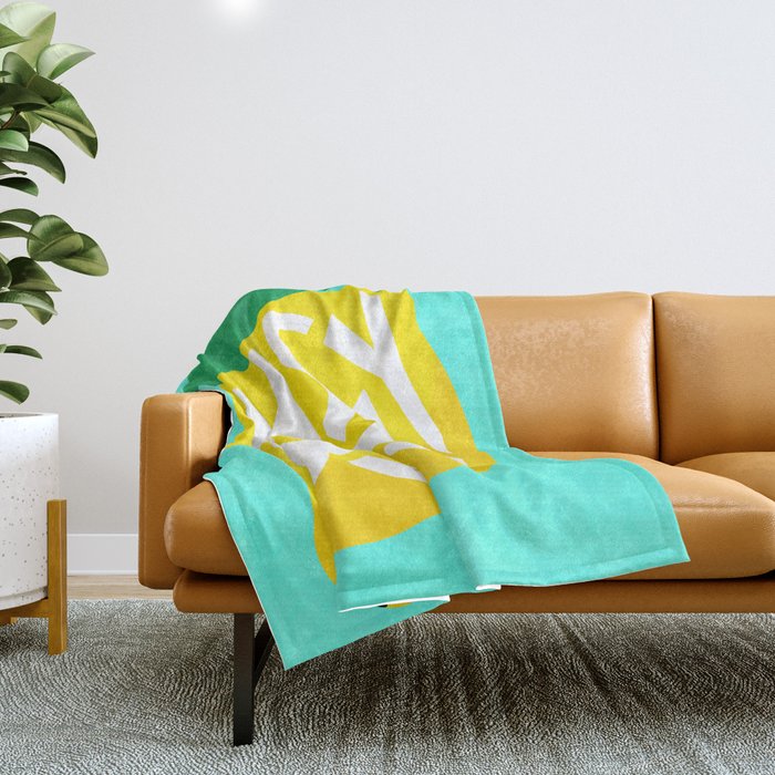 Big Fruit Lemon 'Easy Squeezy' Typographic pun  Throw Blanket Gallery Image 1