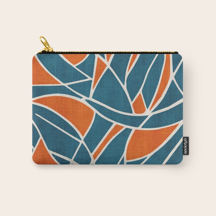Abstract Leaves Teal Orange Artwork Carry All Pouch Gallery Image 1