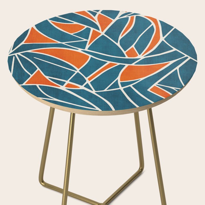 Abstract Leaves Teal Orange Artwork Side Table Gallery Image 2