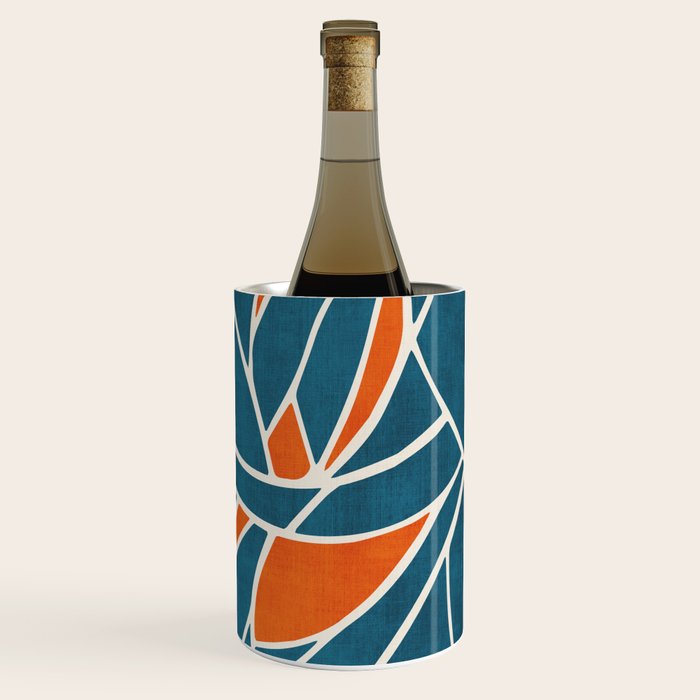 Abstract Leaves Teal Orange Artwork Wine Chiller Gallery Image 3