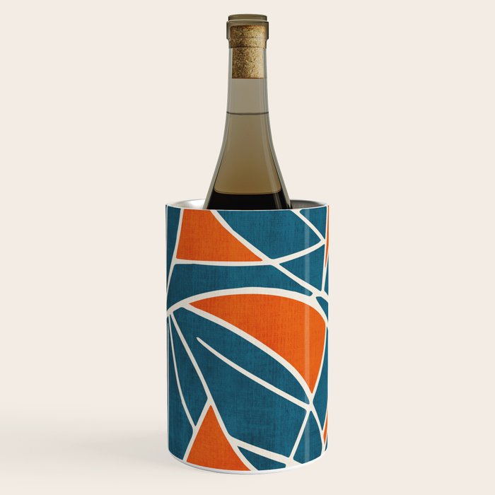 Abstract Leaves Teal Orange Artwork Wine Chiller Gallery Image 2