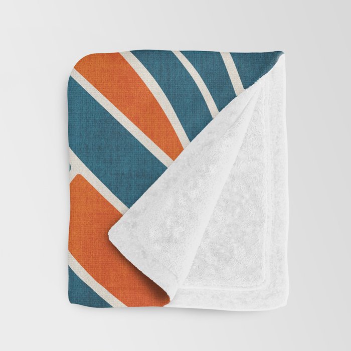 Abstract Leaves Teal Orange Artwork Throw Blanket Gallery Image 3