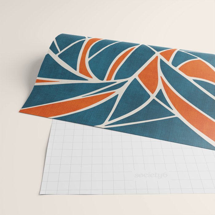 Abstract Leaves Teal Orange Artwork Wrapping Paper Gallery Image 2